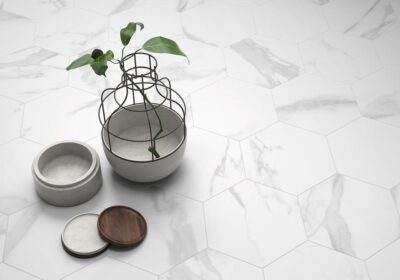 PŁYTKI  GRESOWE CALACATTA HEKSAGON 25X30 matowa