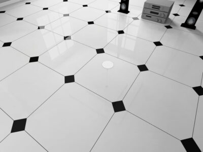 PŁYTKI  SZACHOWNICA 60X60 POŁYSK  BLACK WHITE   OKTAGONALNE  (1)