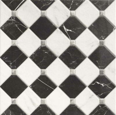 PŁYTKI PODŁOGOWE 45x45 CZARNE BIAŁE SZACHOWNICA matowa CALACATTA