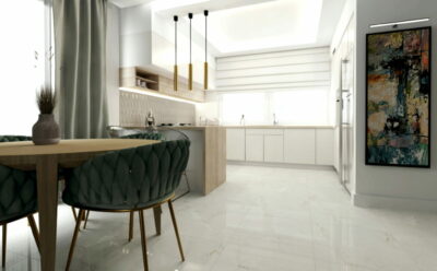 PŁYTKI GRESOWE POLER  marmuropodobne POŁYSK  ILUSSION  WHITE