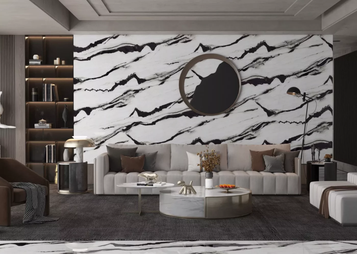 Płytki gresowe podłogowe 60×120 Panda white połysk biały marmur - obrazek 4