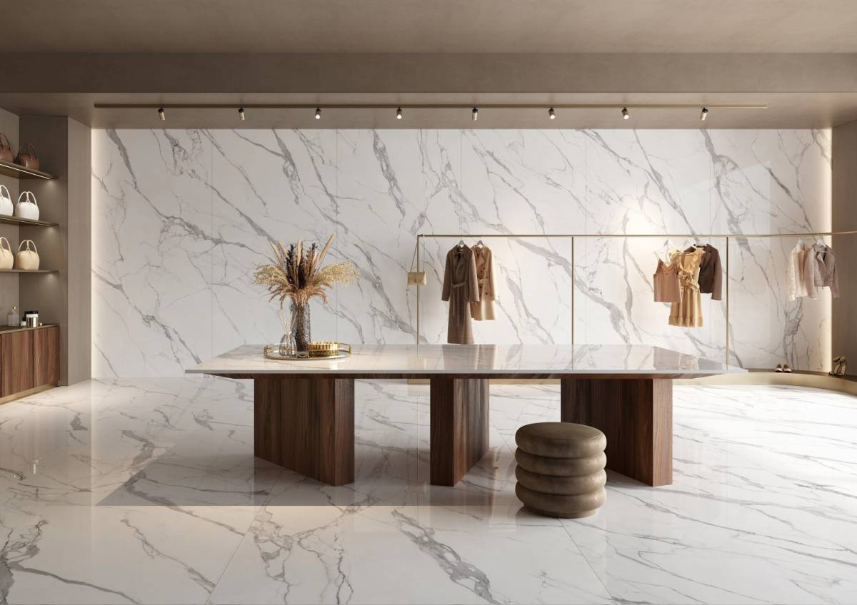 Płytki Statuario Reale Naturale 6mm 120x280 spiek wielkoformatow lapatto - obrazek 2